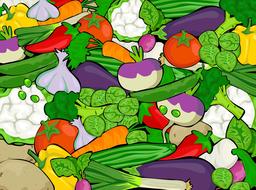 Beautiful clipart with the many colorful vegetables