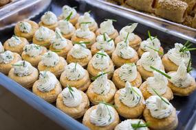 pastries with cream in the kitchen in a restaurant