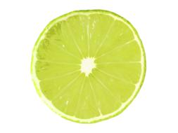 Beautiful, green slice of lime, at white background