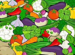 Colorful and beautiful, painted vegetables, clipart