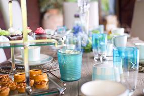 nicely set breakfast table in the restaurant