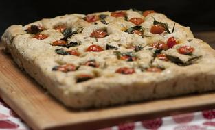 Italian focaccia with tomatoes