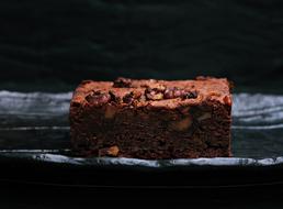 brownie dessert on black plate