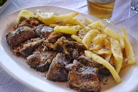 Meat And Chips Plated Food