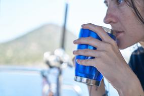 Coffee in Blue Glass