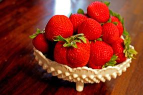 Strawberries Bowl Of Berries Red