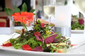 wild herbs salad in a restaurant