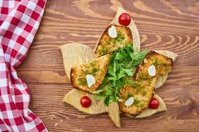 Bread with eggs and vegetables snack