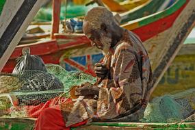 Ghana Fisherman Fishing Net