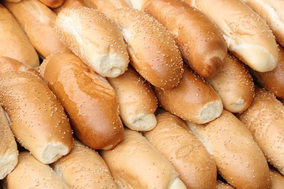 Beautiful, fresh, glossy buns with the seeds, in the bakery in Israel, Jerusalem