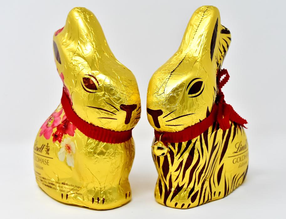 Beautiful chocolate 'Lindt' Easter Bunnies, with the beautiful, gold covers