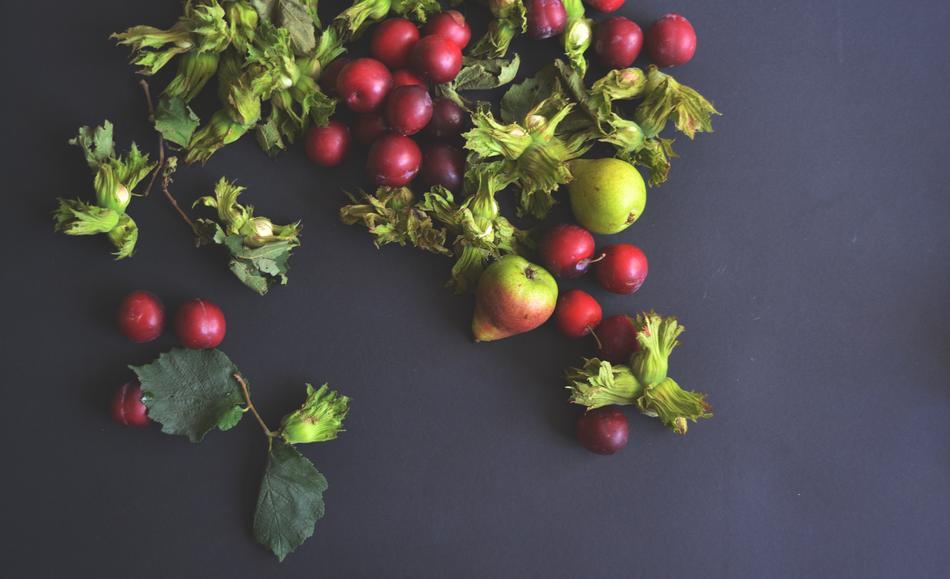 pears and red berries as still life