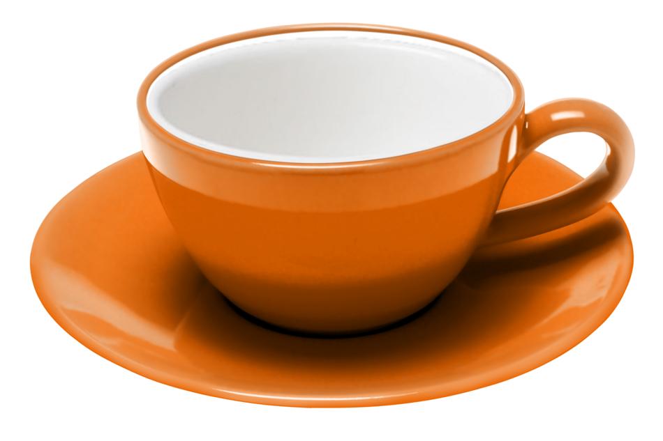 orange and cup on saucer, render