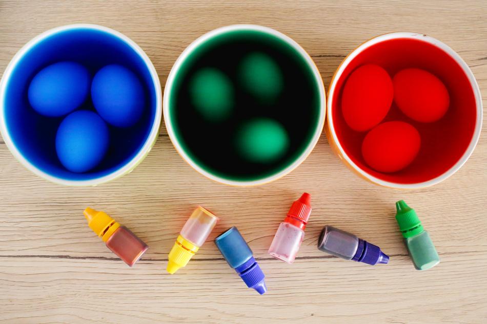Easter Eggs Staining in colored water