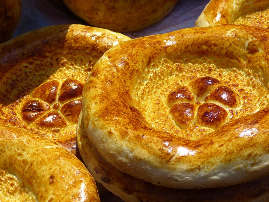 Uzbek flatbread baked in blich