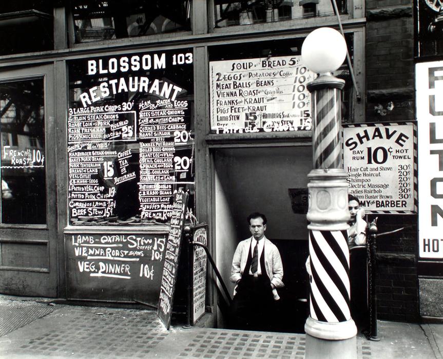 black and white, vintage restaurant in New York