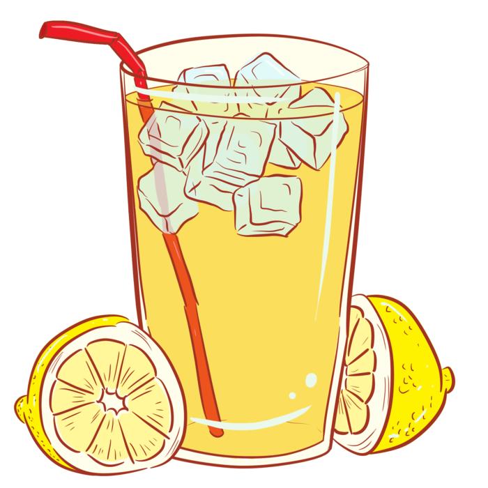 drawing of lemon with lemon and ice cubes