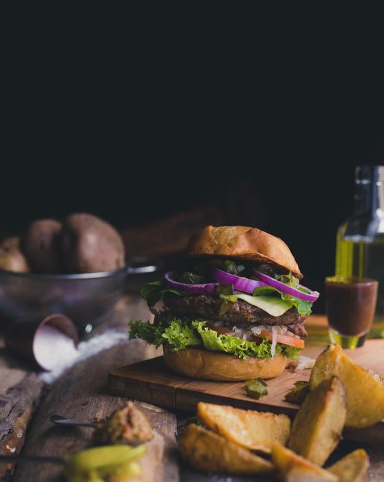 ham burger in the dark