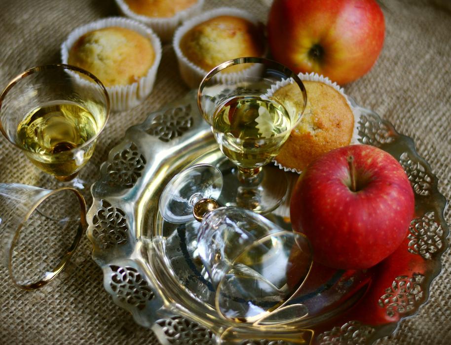 Apple And Glass On A Platter