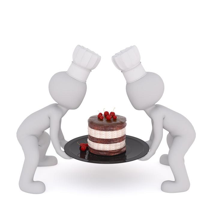 serving a birthday cake as a 3D model