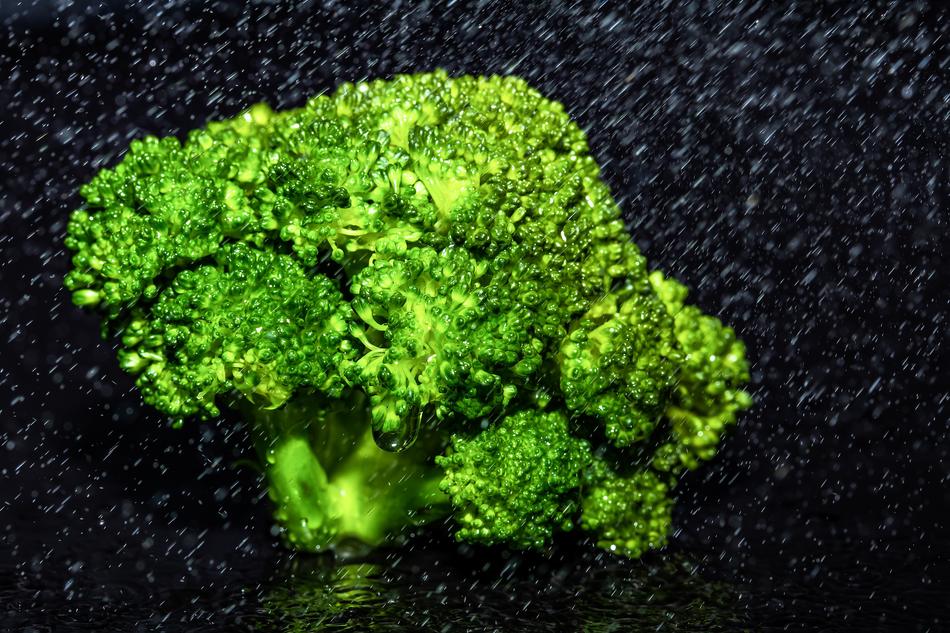 green broccoli on dark background