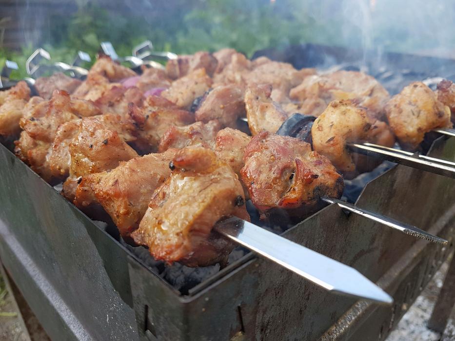 food Background, Bbq, meat on skewers