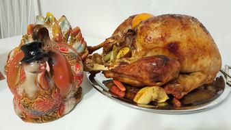 Turkey decoration and baked turkey