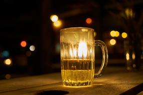 Beer glass at night