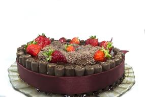 Chocolate Cocoa Cake with strawberries