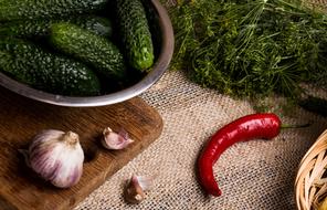 Red Pepper Garlic Cucumbers vegetables