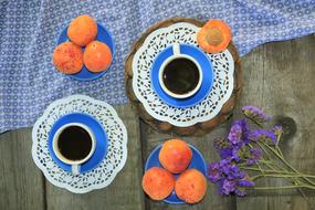 Lunch Coffee cups and Apricots