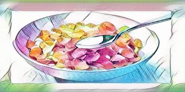 drawing of multicolored dish