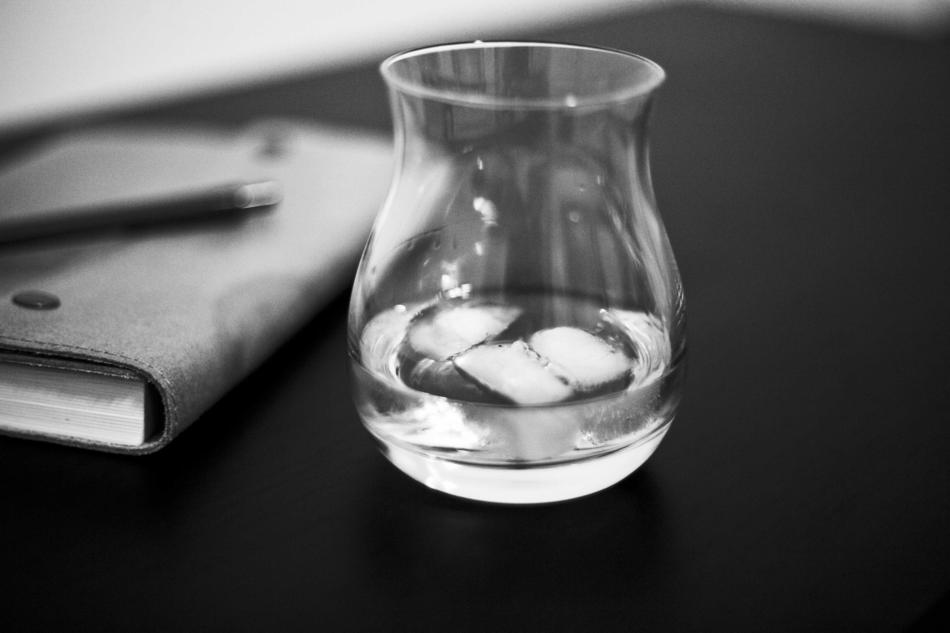 water in Glass and Writing notebook