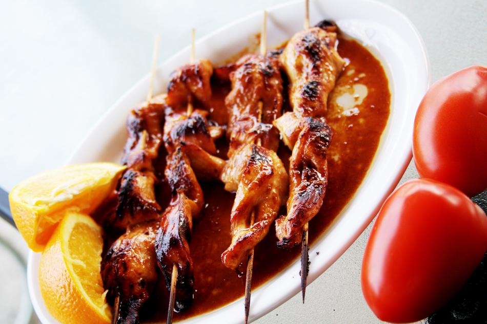 Fried meat in saucehot