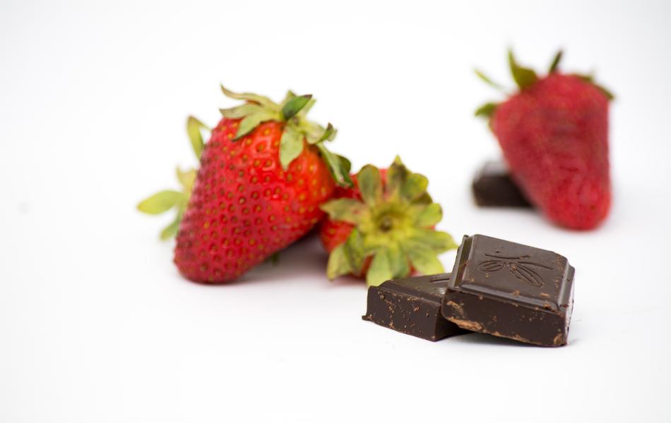 Strawberries and chocolate at White Background
