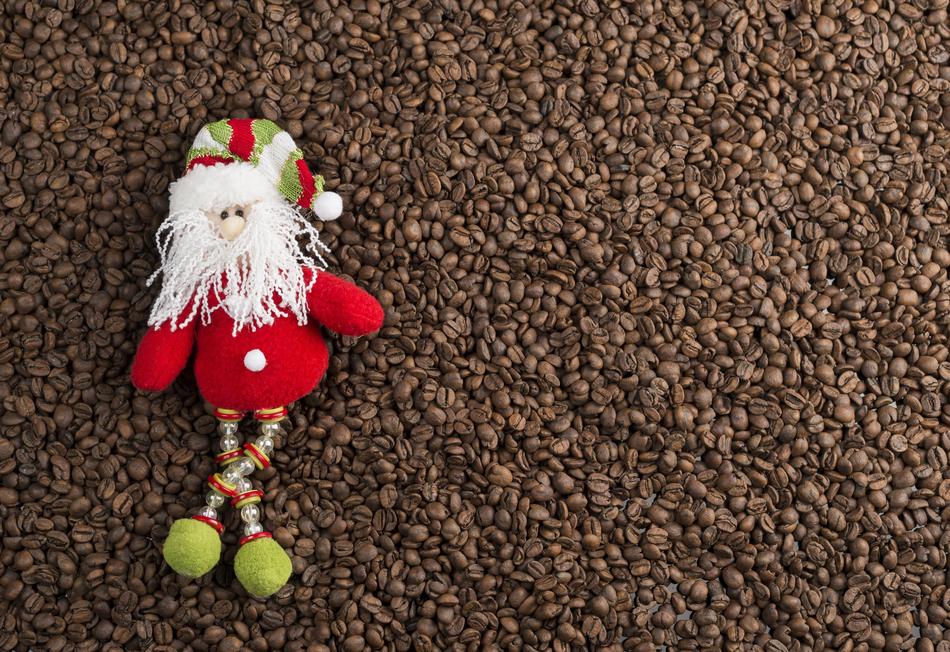 christmas decoration on coffee beans