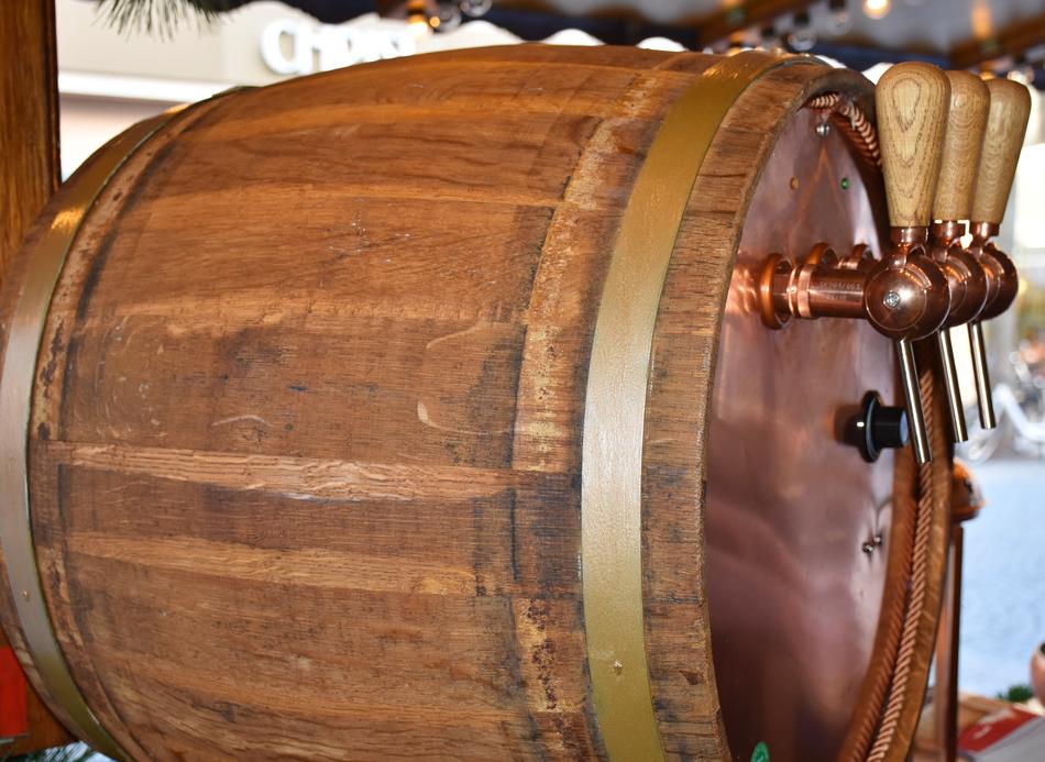 vintage wooden Barrel with tap