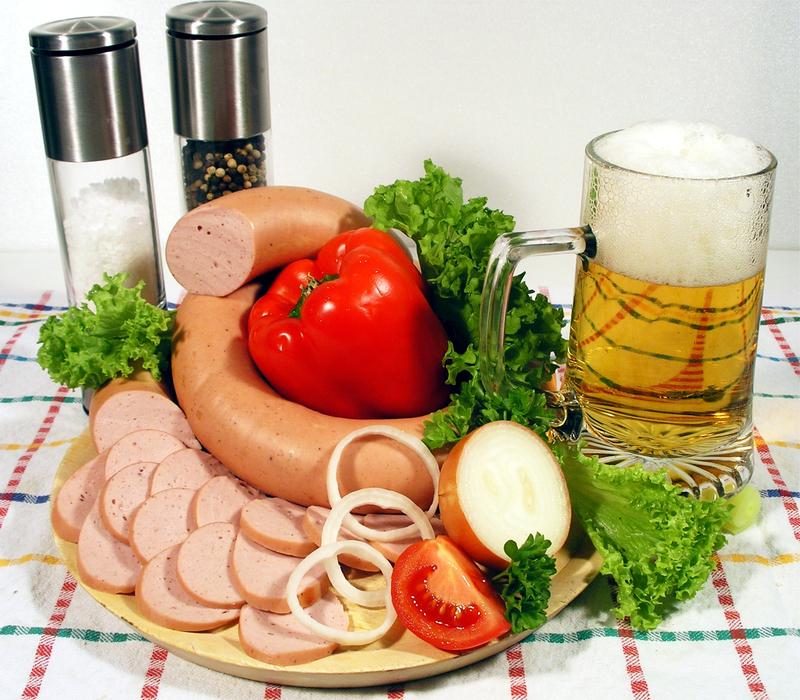 beer and sausage