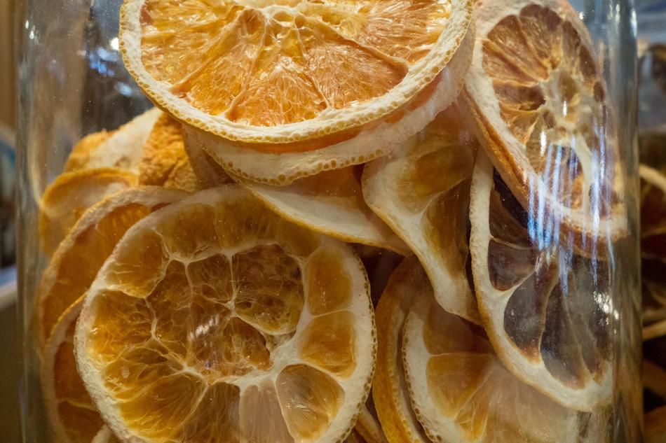 Dried oranges in jar