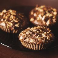 Muffins sprinkled with nuts