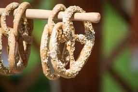 Pretzels sprinkled with sesame seeds