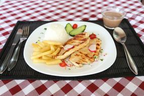 chicken with french fries, lunch