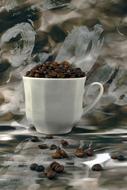 Coffee Cup filled with roasted beans