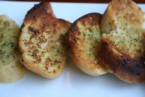 toasted Garlic Bread slices close up