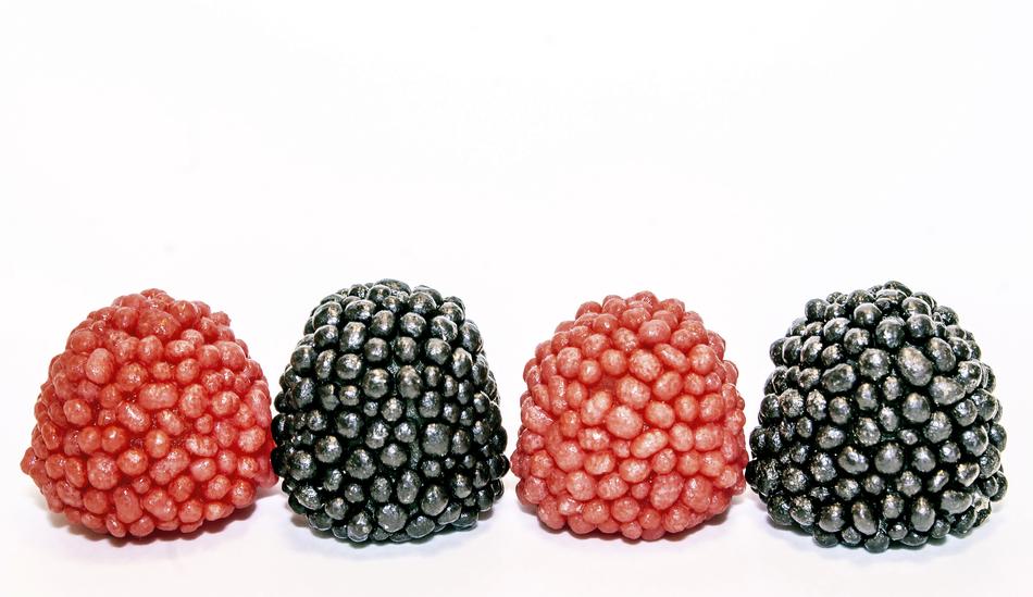 Raspberries on white background