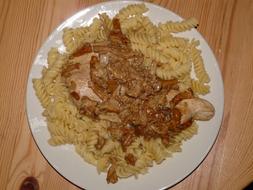 Sliced Meat with Noodles on plate