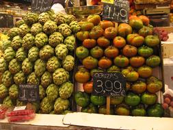 green pumpkins at supermarket