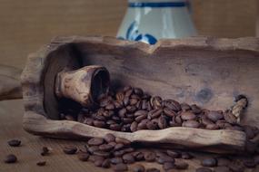 coffee beans in log