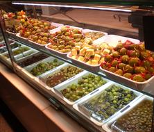 Store window of fruit
