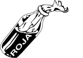 Black and white drawing of a molotov cocktail